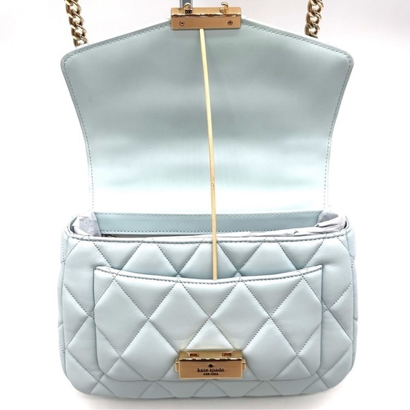 Kate Spade Carey Small Quilted Flap Shoulder Crossbody Bag Dewy Blue (NWT) - Picture 8 of 10